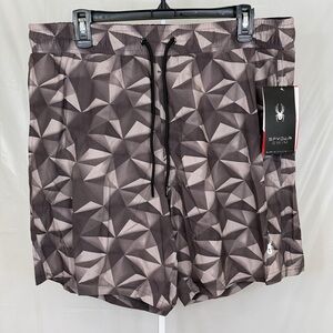 Spyder Swim Trunks XXL Gray Geometric Print Quick Dry NWT